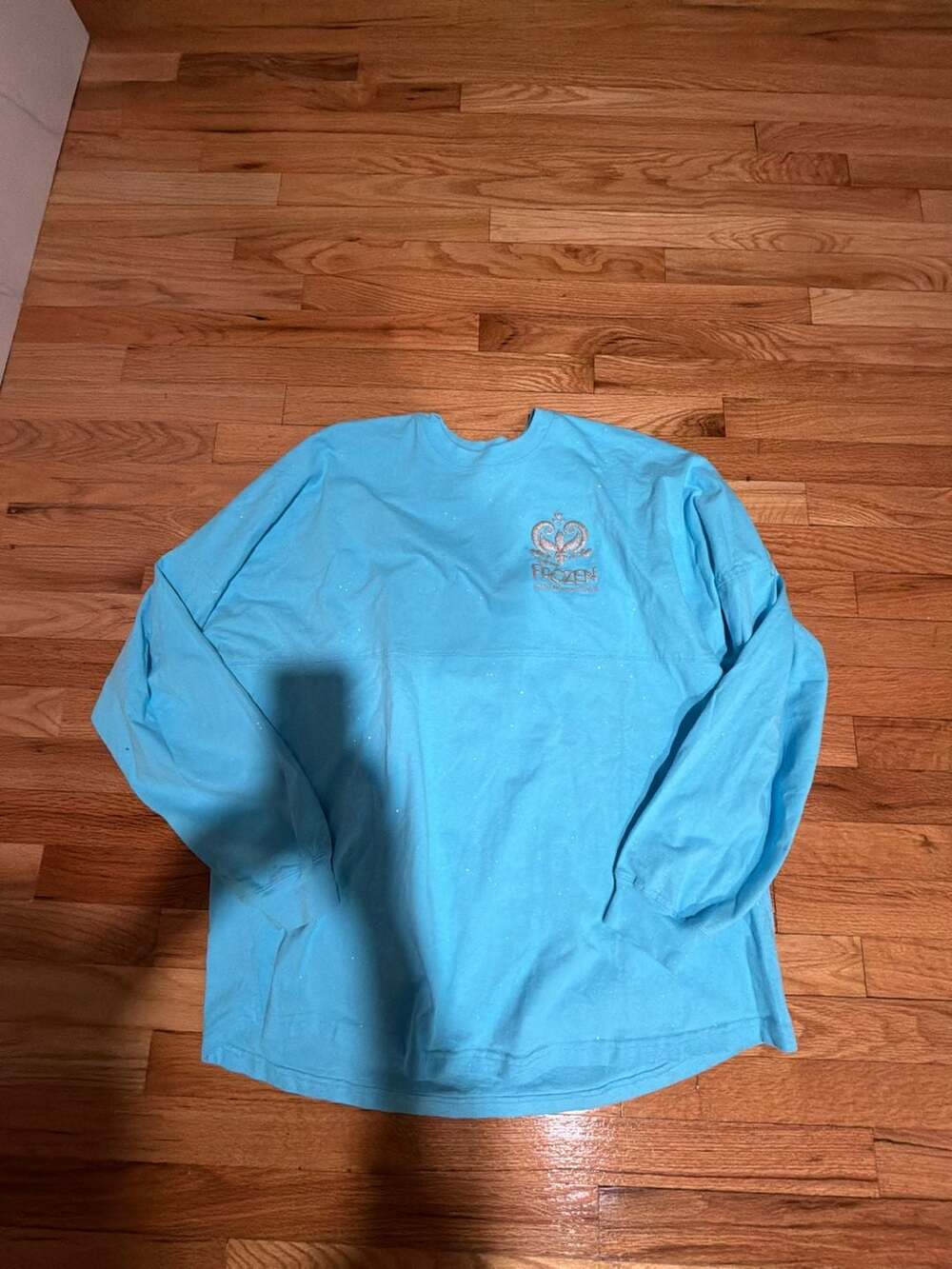 Disney Frozen Spirit Jersey Size XL Blue Glitter Let It Go Broadway
